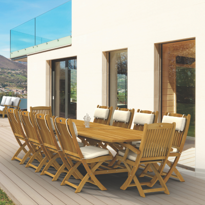 Royal Teak Collection 11-Piece Expansion Table Dining Set