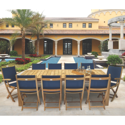 Royal Teak Collection 11-Piece 96" Sling Dining Set