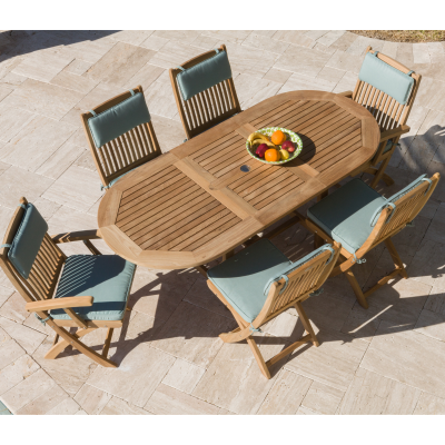 Royal Teak Collection 7-Piece Sailor Dining Set with Cushions
