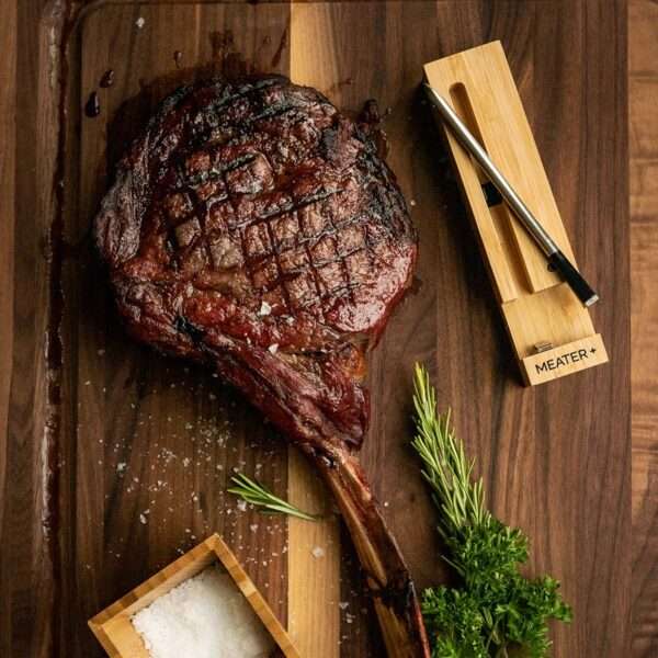 meater plus meat thermometer tomahawk steak