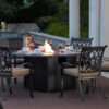 Darlee Capri 7 Piece Cast Aluminum Round Patio Fire Pit Dining Set