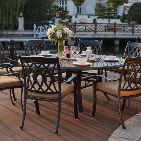 Darlee Capri 9 Piece Cast Aluminum Round Patio Dining Set