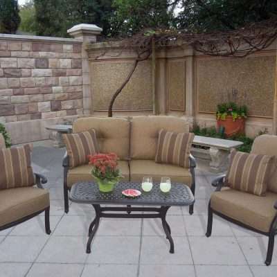 Darlee Nassau 4 Piece Cast Aluminum Patio Conversation Seating Set
