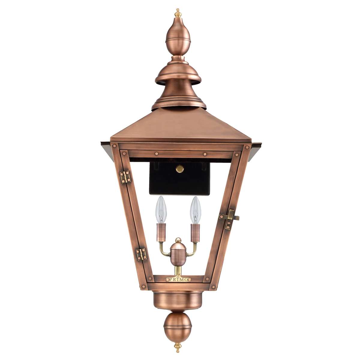 Primo Charleston Copper Outdoor Wall Lantern 2 light candelabra