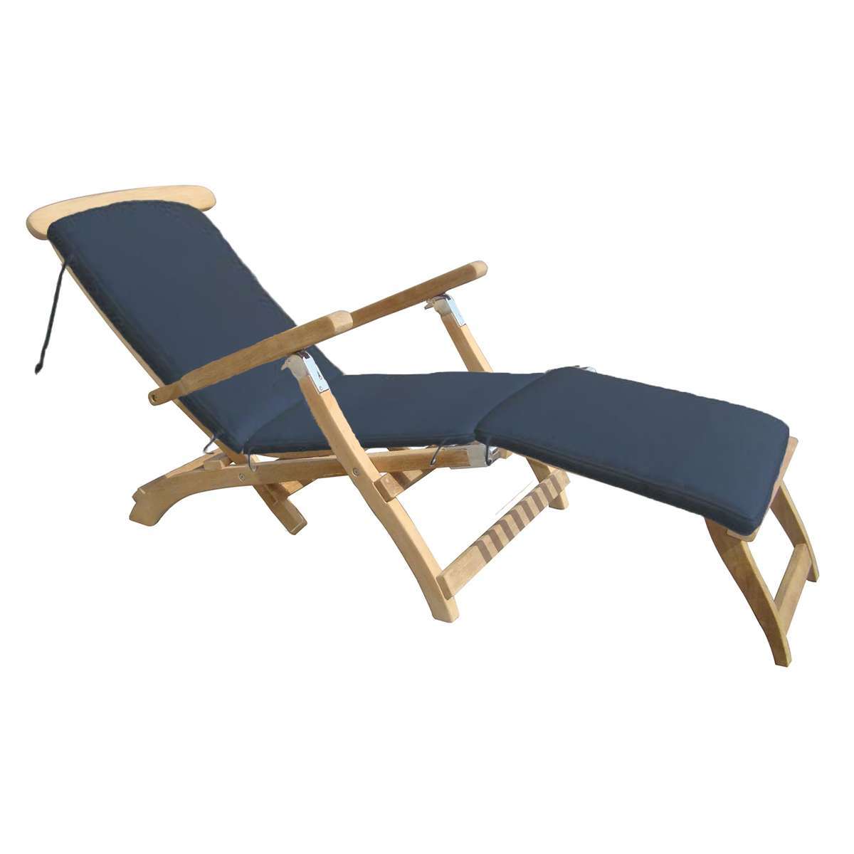 Royal Teak Collection Steamer Adjustable Chaise Lounger Navy