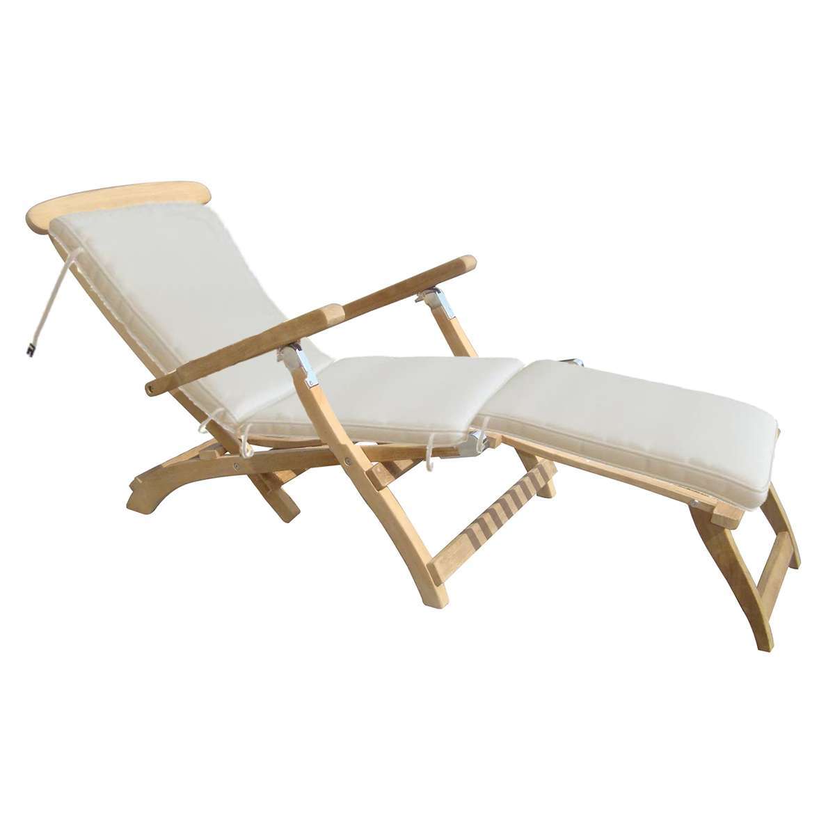 Royal Teak Collection Steamer Adjustable Chaise Lounger White