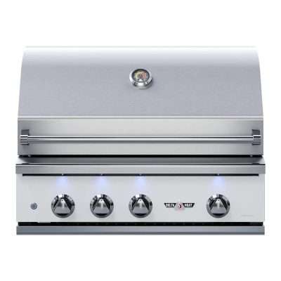 32" 3-Burner Built-In Grill w/ Rotisserie & Sear Burner- White Control Panel