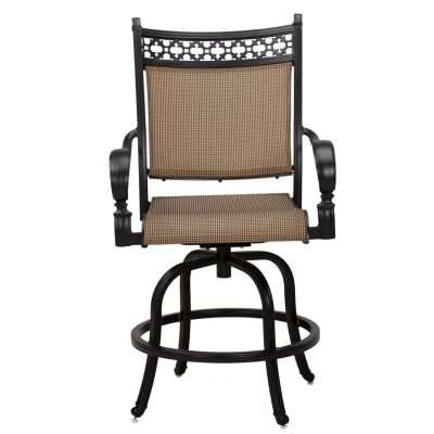 Darlee Mountain View 9 Piece Cast Aluminum Sling Patio Bar Set W/ Square Counter Height Table