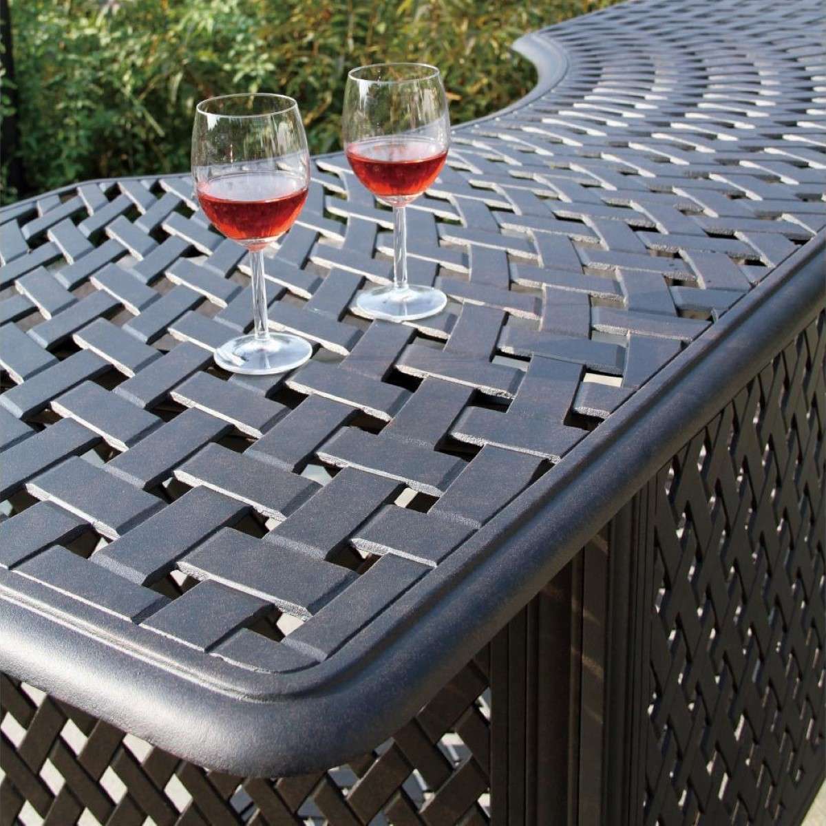 Mountain View 7 Darlee Mountain View 5 Piece Cast Aluminum Sling Patio Party Bar Set W/ Swivel Bar Stools
