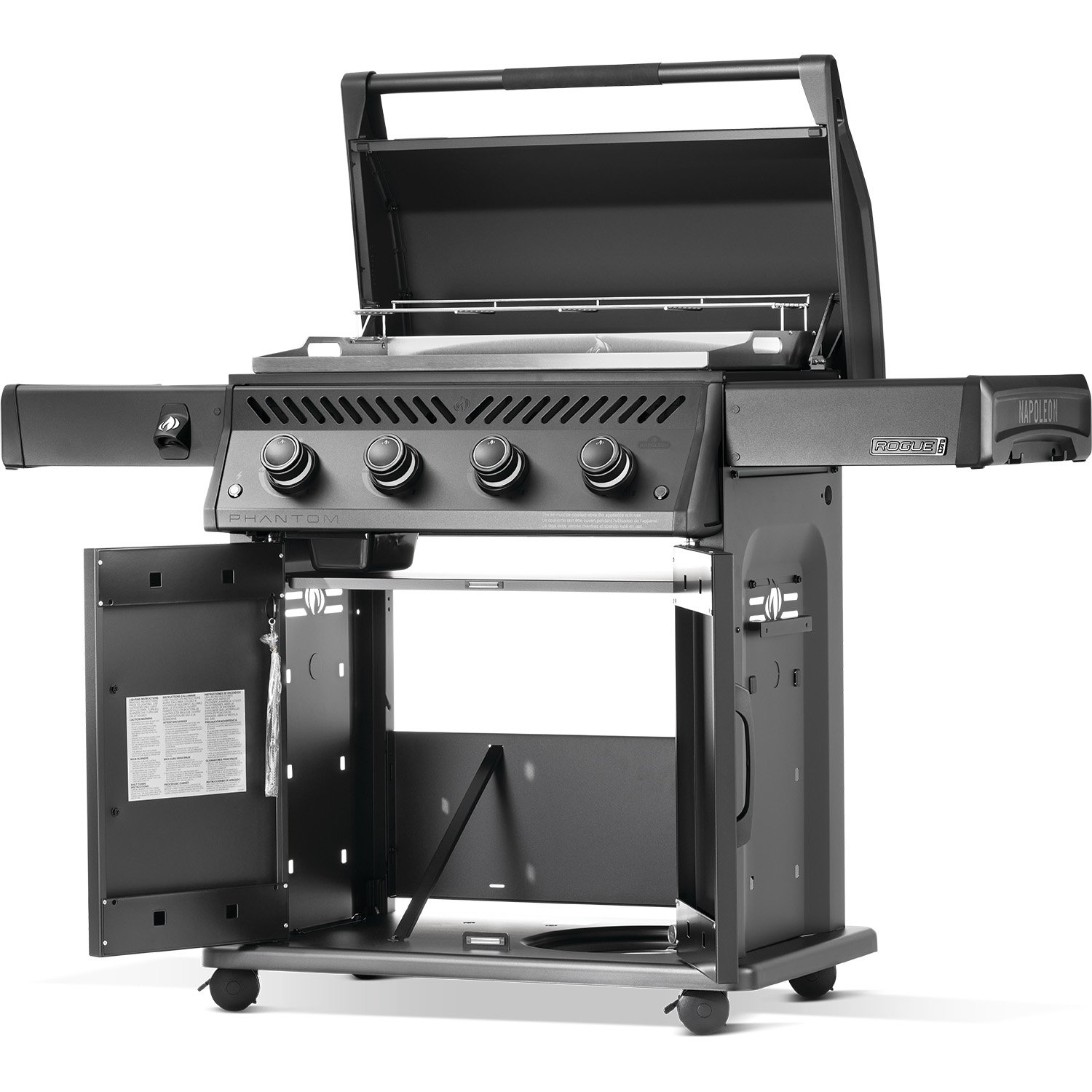 RP Griddle_RP30FTPK-PHM_Prod_Ang_Lft_Atmy Napoleon Rogue PRO Phantom 30" Freestanding Gas Griddle Open Shelf