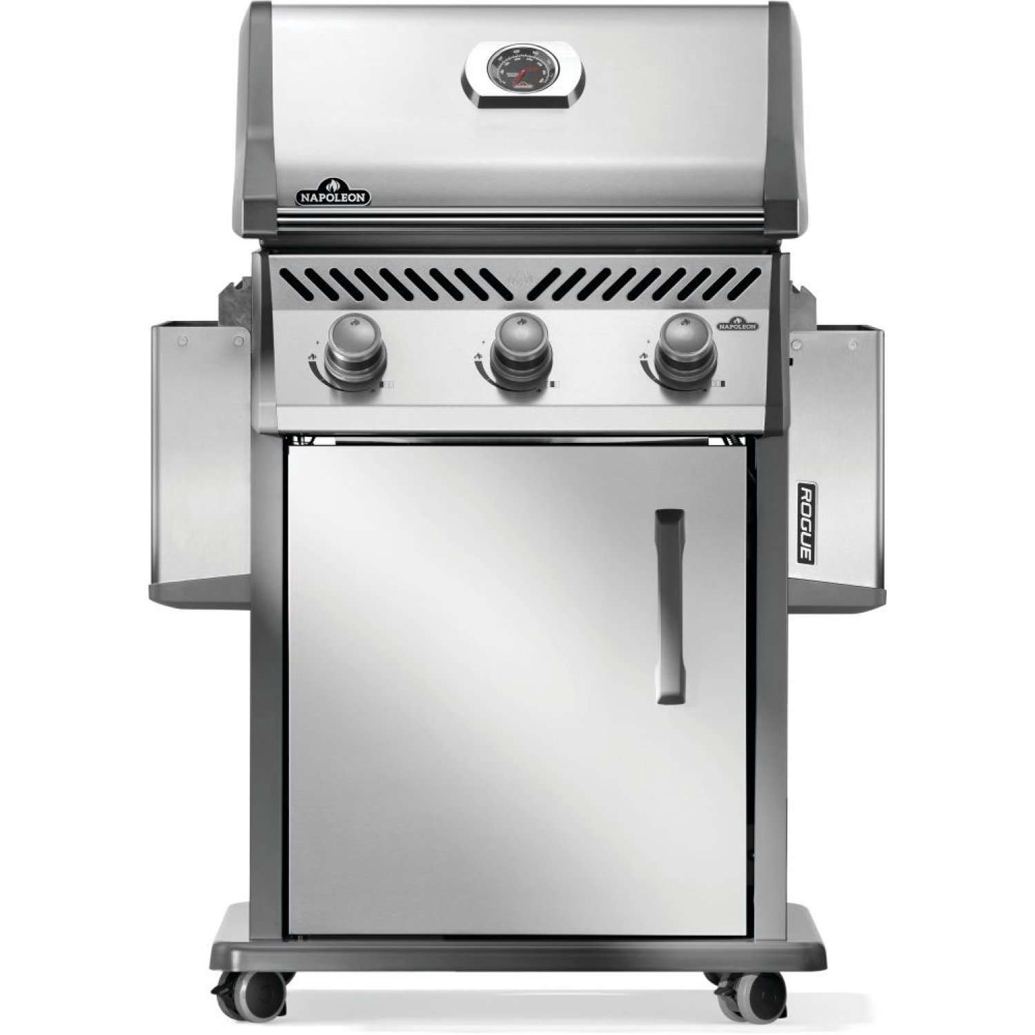 Rogue 425 Stainless Grill shelves down Napoleon Rogue 425 Gas Grill shelves down