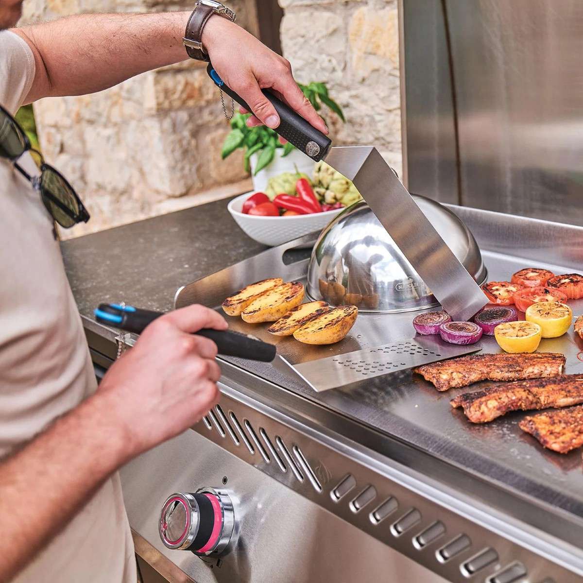 d000a54b7414d0ba350c7ea99ad72571 Napoleon Built-In 700 Series 30" Gas Griddle Cooking with Spatulas
