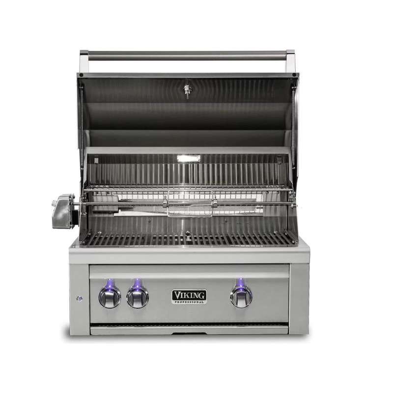 Viking 30″ Built-In Grill with Rotisserie Open Hood – VQGI5301 Viking 30" Built-In Grill with Rotisserie - VQGI5301
