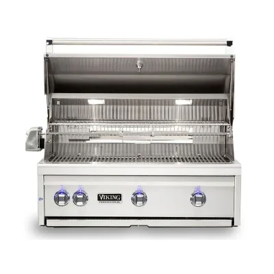 Viking 36" Built-In Grill with Rotisserie with Hood Open - VQGI5361