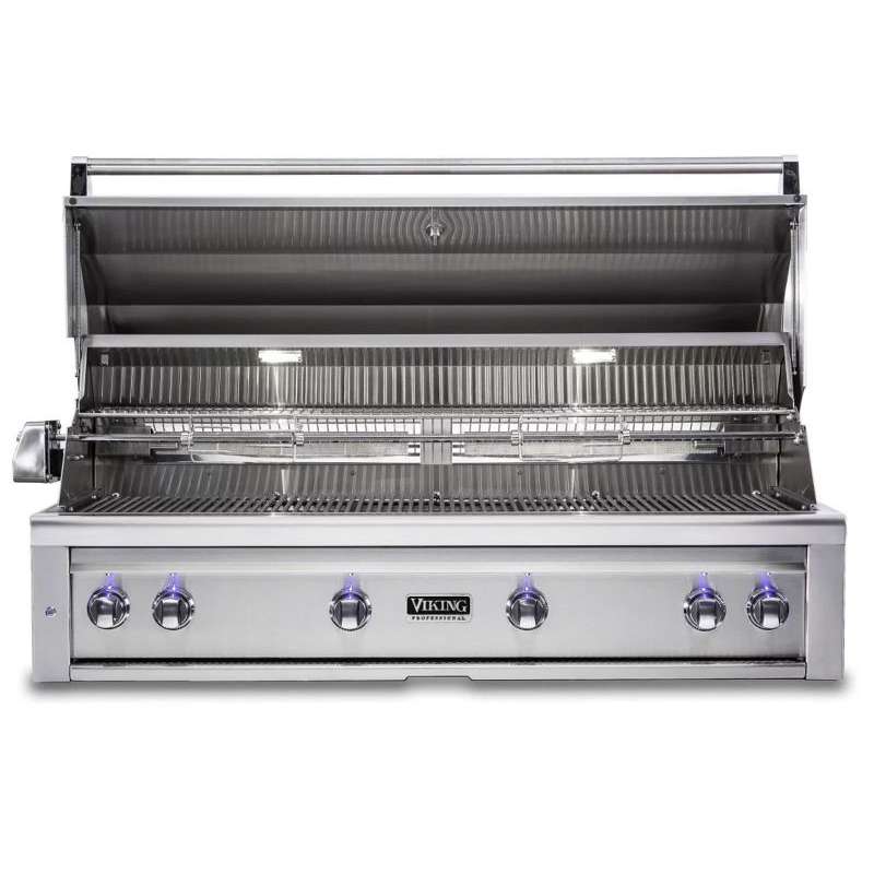 Viking 54″ Built-In Grill with Rotisserie with Hood Open – VQGI5541 Viking 54" Built-In Grill with Rotisserie with Hood Open - VQGI5541