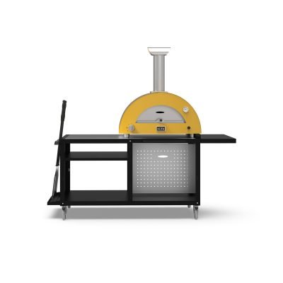 Alfa Cooking Station 160 Frame Prep Table with yellow oven