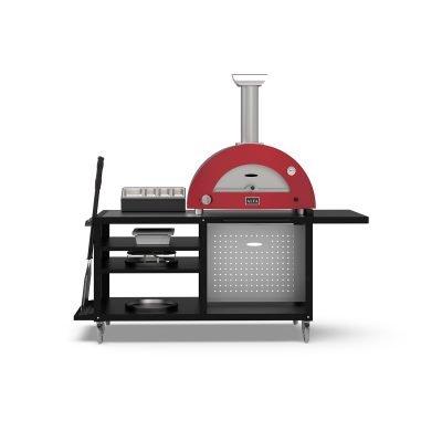 Alfa Cooking Station 160 Frame Prep Table with red oven