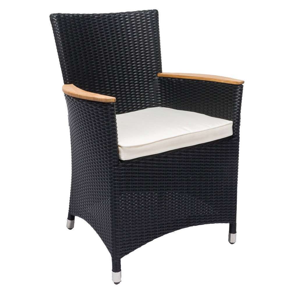 Royal Teak Collection Black Helena Wicker White Cushion Dining Chair – HEFWBL Royal Teak Collection Black Helena Wicker White Cushion Dining Chair – HEFWBL