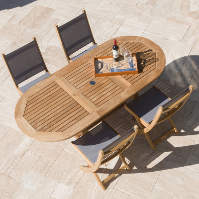 Royal Teak Collection 5 Piece Expansion Dining Set