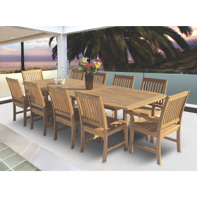 Royal Teak Collection 11 Piece Expansion Dining Set