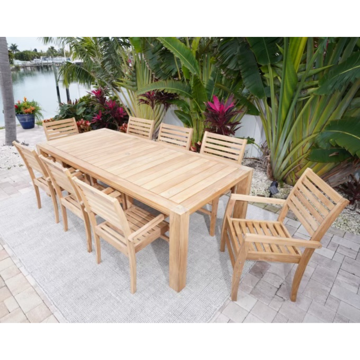 Royal Teak Collection 9-Piece 96" Dining Set Royal Teak Collection 9-Piece 96" Dining Set