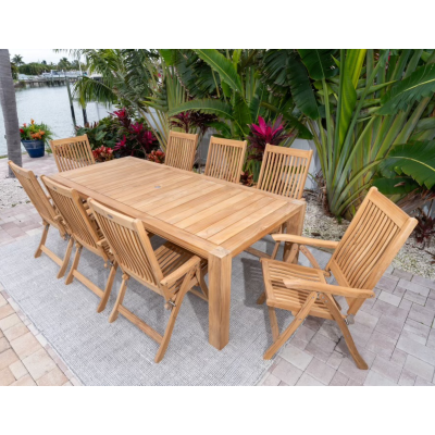 Royal Teak Collection 9-Piece 96" Dining Set