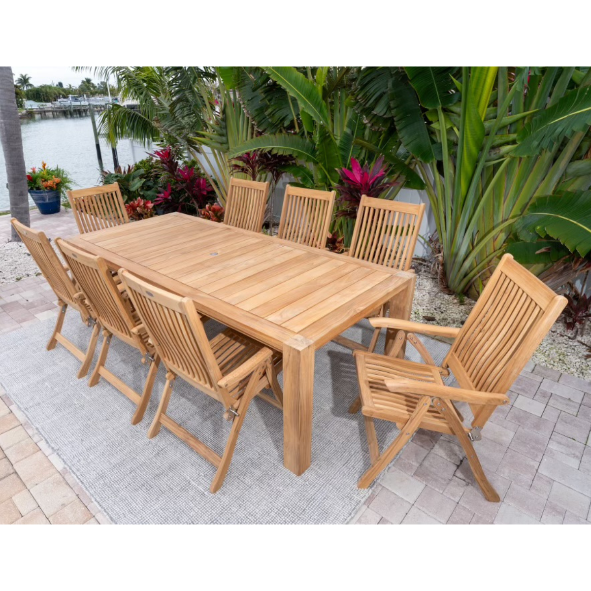 Royal Teak Collection 9-Piece 96" Dining Set Royal Teak Collection 9-Piece 96" Dining Set