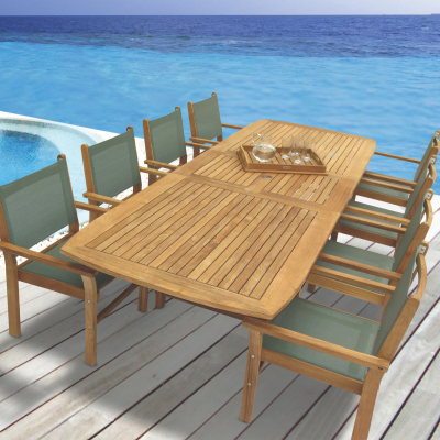 Royal Teak Collection 9 Piece Expansion Captiva Sling Dining Set