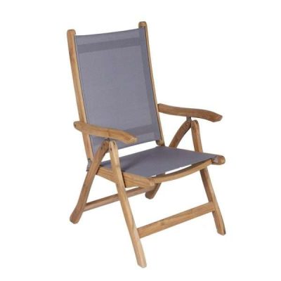 Royal Teak Collection Gray Florida Sling Adjustable Arm Dining Chair – FLGR