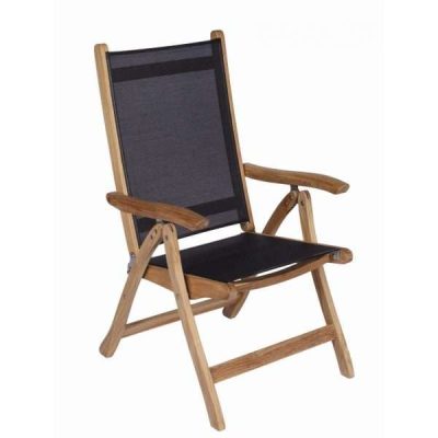 Royal Teak Collection Black Florida Sling Adjustable Arm Dining Chair – FLBL