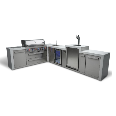 Mont Alpi 6-Burner Deluxe Island with Kegerator and Beverage Center - MAi805-D90KEGBEV