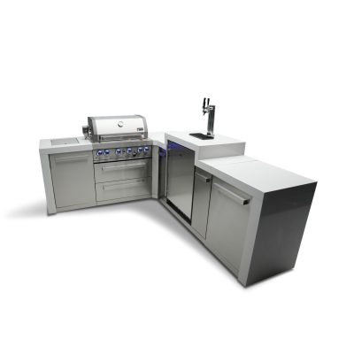 Mont Alpi 4-Burner Deluxe Island with 90 Degree Corner and Kegerator - MAi400-D90KEG