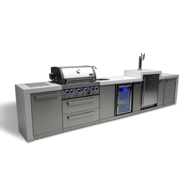 Mont Alpi 4-Burner Deluxe Island with Kegerator and Beverage Center - MAi400-DKEGBEV