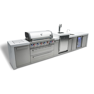 Mont Alpi 6-Burner Deluxe Island with Kegerator and Beverage Center - MAi805-DKEGBEV