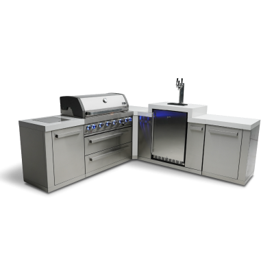 Mont Alpi 6-Burner Island with 90 Degree Corner and Kegerator - MAi805-90KEG