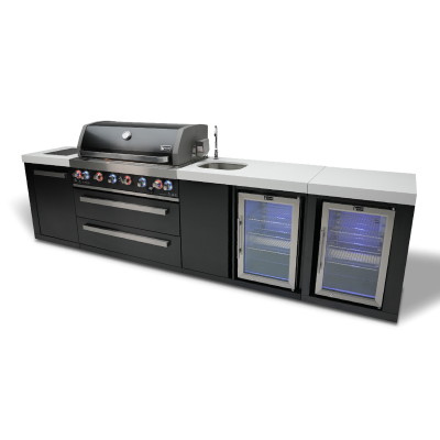 Mont Alpi 805 Black Stainless Steel Island with Beverage Center and Fridge Cabinet - MAi805-BSSBEVFC